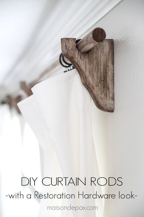 Magnolia Homes Decor Ideas - Restoration Hardware Inspired DIY Curtain Rods - DIY Decor Inspired by Chip and Joanna Gaines - Fixer Upper Dining Room, Coffee Tables, Light Fixtures for Your House - Do It Yourself Decorating On A Budget With Farmhouse Style Decorations for the Home Farmhouse Curtains Ideas, Curtains Rods Ideas, Fixer Upper Light Fixtures, Curtain Rod Ideas, Diy Curtain Rod, Fixer Upper Dining Room, Restoration Hardware Look, Magnolia Home Decor, Fixer Upper Joanna Gaines