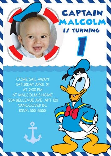 Download Donald Duck Birthday Party Invitation Ideas Donald Duck Birthday Invitations, 3rd Birthday Party Invitations, Donald Duck Birthday Party, Donald Duck Birthday, Donald Duck Party, Duck Birthday Party, Party Invitation Ideas, Duck Party, Duck Birthday