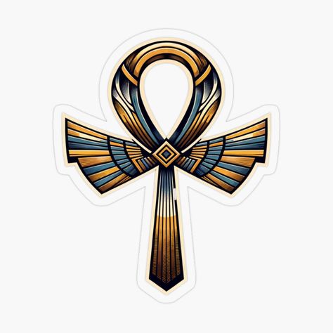 Get my art printed on awesome products. Support me at Redbubble #RBandME: https://www.redbubble.com/i/sticker/Ankh-in-Ancient-Egyptian-Temple-Egyptian-Symbols-Egyptian-Cross-Mythology-Apparel-Mythology-Wall-Art-by-AnalajiaDesigns/159995492.O9UDB?asc=u Egyptian Signs, Egyptian Stickers, Pharaonic Symbols, Pharaonic Design, Egypt Logo, Cake Paintings, Egyptian Poster, Egyptian Cross, Ankh Symbol