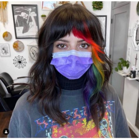 Dyed Bangs, Peekaboo Hair Colors, Color Block Hair, Peekaboo Hair, Audrey Tautou, Extension Hair, Estilo Rock, Fringe Hairstyles, Hair Inspiration Color