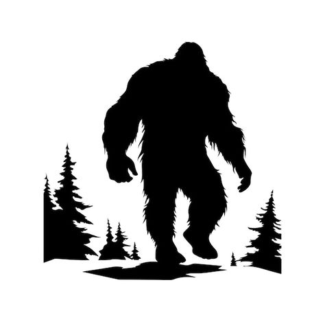 Vector bigfoot silhouette vector on whit... | Premium Vector #Freepik #vector #flat #silhouette #outline #monster Bigfoot Svg, Tatuaje Trash Polka, Bigfoot Silhouette, Bigfoot Pictures, Silhouette Outline, Family Crests, Trash Polka, Carving Patterns, Etsy Ideas