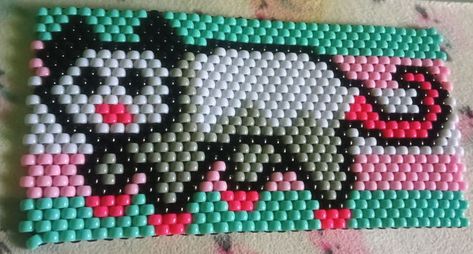 trans possum banner by syrxnsxng - Kandi Photos on Kandi Patterns Kandi Animals, Rave Light, Kandi Mask, Kandi Cuff, Kandi Patterns, Acnh Inspo, Photo Pattern, Kandi Bracelets, Beaded Crafts