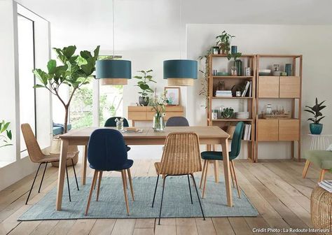 Automne/hiver 2020 : découvrez la collection de La Redoute Interieurs l Maison Créative Scandinavian Dining Room, Mdf Cabinets, Extension Dining Table, Chaise Design, Oak Table, Traditional Living Room, Oak Dining Table, Nagano, Bookcase Storage