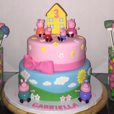 Peppa Pig Birthday Cake for a Girl  #peppa #pig #peppapig #cake #birthday #ideas #inspirations #fondant  www.arlyscakes.com Peppa Pig Birthday Cake, Pig Birthday Cakes, Peppa Pig Cake, Peppa Pig Birthday Party, Pepa Pig, Pig Cake, Peppa Pig Party, Pig Party, Peppa Pig Birthday