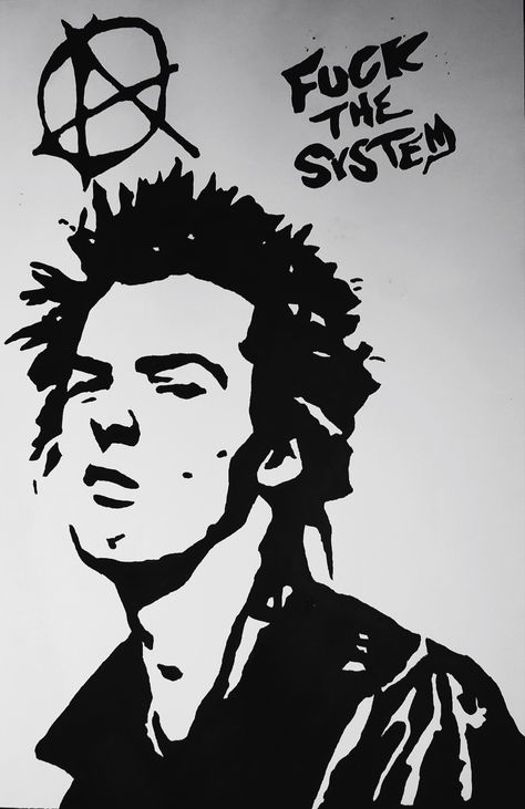 Punk Painting Ideas, Punk Posters 70s, Sid Vicious Tattoo, Punk Sketches, Punk Stencil, Punk Art Drawings, Punk Visual Art, Punk Comic, Punk Wall Art