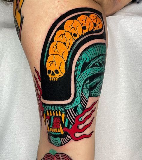 Traditional Tattoo Sleeves, Alien Movie Tattoo, Facehugger Tattoo, Pulp Tattoo, Muppet Tattoo, X Files Tattoo, Alien Tattoo Xenomorph, Living Tattoo, Xenomorph Tattoo