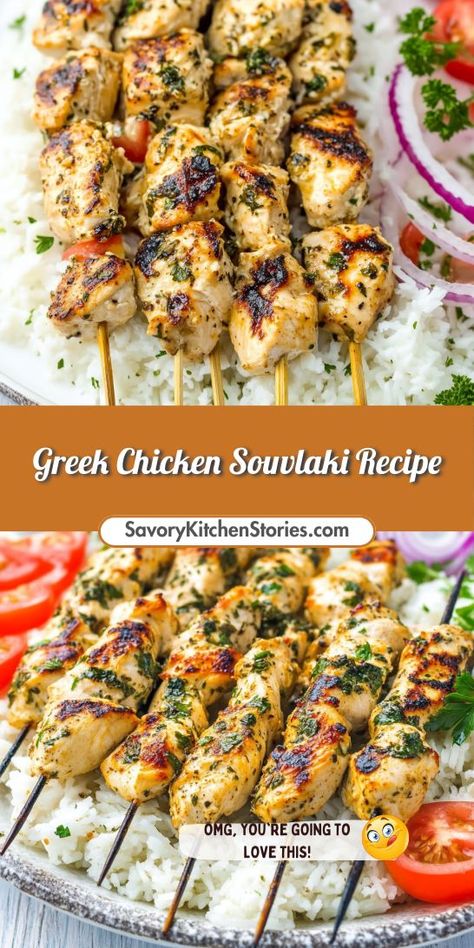 Dreaming of a flavorful Mediterranean dinner that’s quick and easy? This Greek Chicken Souvlaki recipe is your answer, providing a delightful blend of spices and fresh ingredients. Save this gem for your next culinary journey into the heart of Mediterranean cuisine! Mediterranean Chicken Kebab Recipe, Chicken Souvlaki Salad, Chicken Souvlaki Oven, Greek Seasoning Recipe Chicken, Mediterranean Chicken Recipes Baked, Greek Chicken Thigh Recipes, Mediterranean Chicken Skewers, Chicken Souvlaki Marinade, Greek Chicken Souvlaki Recipe