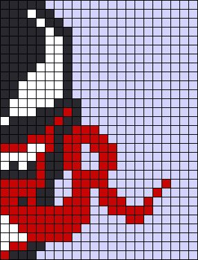 Alpha pattern #167998 | BraceletBook Spiderman Alpha Pattern, Grid Patterns, Graph Paper Drawings, Graph Crochet, Pixel Art Grid, Graph Paper Art, Tapestry Crochet Patterns, Minecraft Pixel Art, Fun Crochet