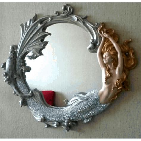 Mermaid Mirror, Mermaid Seashell, Art Vampire, Mermaid Sculpture, Seashell Mirror, Dengeki Daisy, Mermaid Bedroom, Mermaid Bathroom, Mermaid Artwork