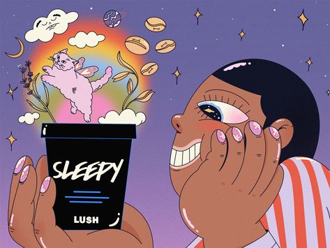 Lush 'Sleepy' Cream Advertising Campaign by Clara Panainte Lush Advertising, Flea Market Poster Design, Lush Sleepy, Advertising Campaign Design, Dreamy Flowers, Graphic Design Newspaper, Tea Packaging Design, Graphic Design Quotes, Lush Products