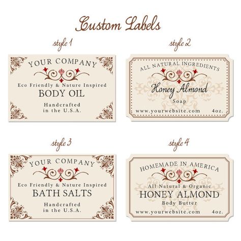 Custom labels vintage style 54-pk soap labels bath by Artision Soap Branding, Soap Label Design, Printable Lables, Bath Products Packaging, Apothecary Design, Soap Labels Template, Labels Printables Free Templates, Handmade Labels, Mini Printables