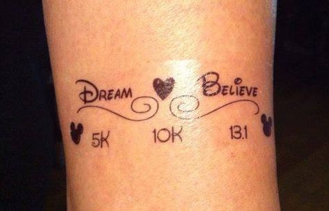 I like it because it was RunDisney and the Tinkerbell Half the lead me to do i! Dopey Challenge Tattoo Ideas, Run Disney Tattoo Ideas, Rundisney Tattoo, Dopey Challenge Tattoos, Run Disney Tattoo, Dopey Tattoo Ideas, Run Disney Outfits, Challenge Tattoo, Running Tattoos