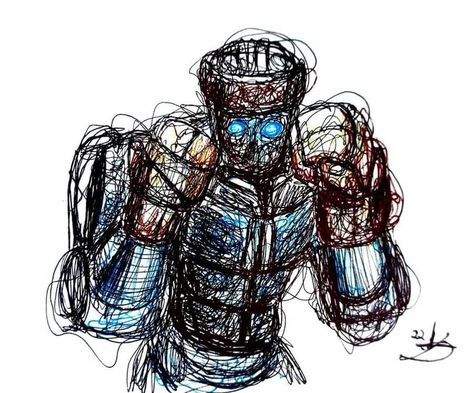 Color Strands in Ink Scribble Drawing. Atom Drawing, Scribble Drawings, Steel Drawing, Robot Design Sketch, Whatsapp Wallpapers Hd, Scribble Drawing, Best Anime Drawings, Real Steel, Transformers Artwork