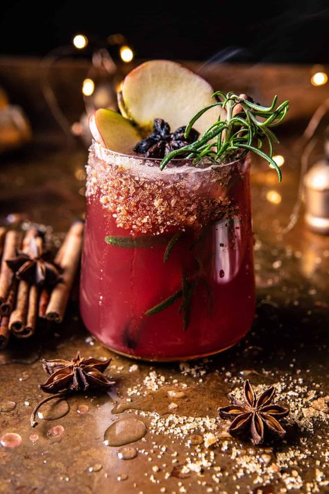 Fireside Cranberry Cider Margarita: This warm and spicy margarita is a cozy take on the classic...an oh-so-warming holiday margarita! Fireside Cranberry Cider Margarita, Half Baked Harvest Margarita, Thanksgiving Cider, Cider Margarita, Holiday Margaritas, Margarita Punch, Cranberry Cider, Holiday Beverages, Half Baked Harvest Recipes