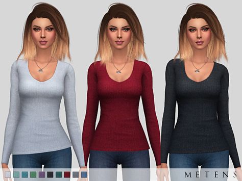 Metens' Thornhill Top Sims 4 Women Shirts, Sims 4 Long Sleeve Shirt, Sims 4 Cc Long Sleeve Shirt, Cc Shopping, Alpha Cc, Sims Clothes, Sims 4 Mm Cc, Sims 4 Cc Skin, Modest Tops