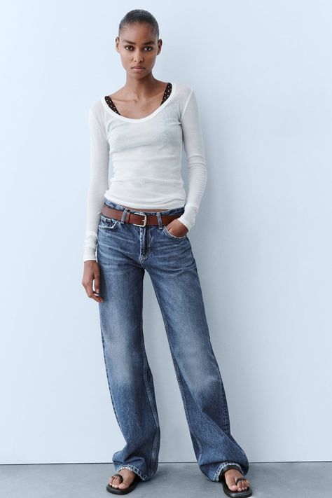 The 23 Best Mid-Rise Jeans for Women | Who What Wear Wide Jeans Outfit, Jeans For Tall Women, Wide Legged Jeans, Mid Waist Jeans, Cropped Pullover, Cutout Bodysuit, Wide Jeans, Mid Rise Jeans, Pocket Jeans