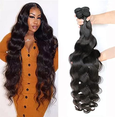 Human Hair Bundles Body Wave 4 Bundles (30 28 26 24 inches) 10A Grade Brazilian Virgin 100% Unprocessed Human Hair Body Wavy Bundles Natural Black Weave Hair Extensions Wavy Bundles, Weave Hair Extensions, Perfect Beach Waves, 3b Hair, Light Brown Highlights, Weave Hair, Black Weave, Hair Shedding, Beauty Finds