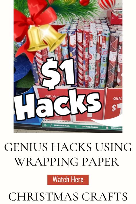 Paper Christmas Crafts, Store Wrapping Paper, Dollar Tree Christmas Diy, Christmas Diy Crafts, Gift Hacks, Crafts For Home Decor, Paper Watch, Dollar Tree Christmas, Wrapping Paper Christmas