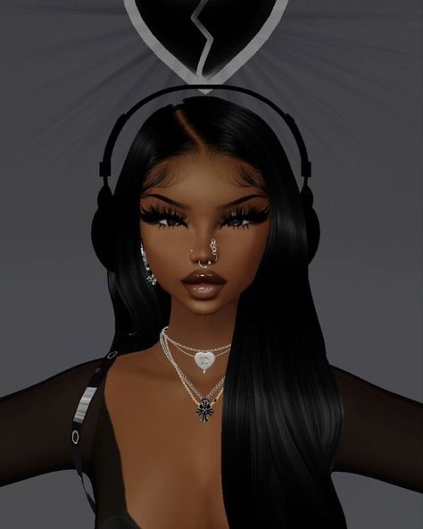 Imvu Tutorial Avatar, Imvu Black Girls Avatar Ideas, Imvu Grunge, Imvu Makeup, Imvu Hair, Everskies Y2k, Imvu Pfp, Black Love Artwork, Cute Imvu Baddies