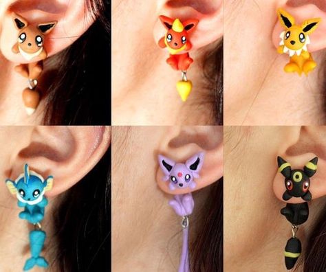 Pokemon Earrings, Pokemon Original, Pokemon Jewelry, Fitness Shirts, Pokemon Clothes, Pokemon Eeveelutions, Pokemon Gifts, Geek Jewelry, Pokemon Eevee