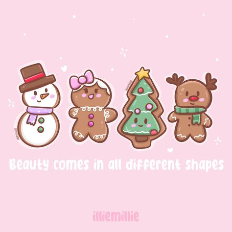 Beauty comes in all different shapes just like cookies 🍪💖 #stickershop #artistsoninstagram #illustration #christmascookies… | Instagram Gingerbread Drawing, Pink Christmas Iphone Wallpaper, Cookie Drawing, Easy Christmas Drawings, Etsy Inspiration, Kawaii Christmas, Anime Christmas, Christmas Doodles, Cute Food Drawings