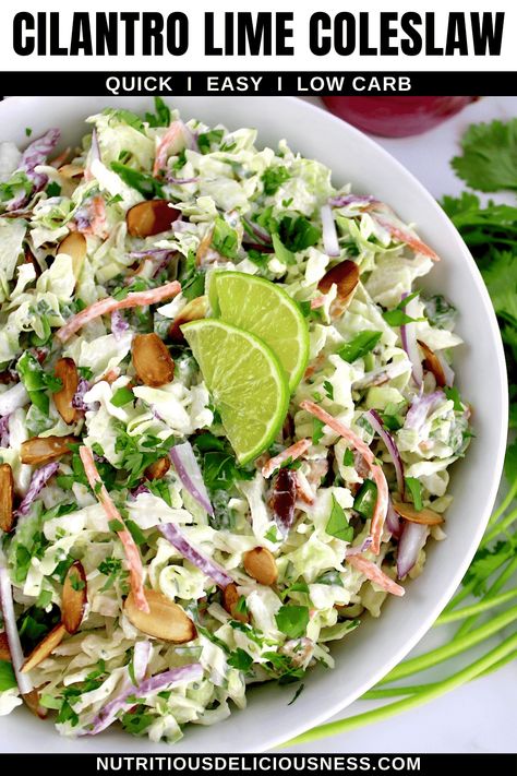 Sweet Sesame Lime Cabbage Salad, Cilantro Coleslaw Recipe, Cilantro Lime Slaw For Tacos, Coleslaw Mix Uses, Cilantro Lime Coleslaw Recipe, Coslaw Recipes, Cilantro Coleslaw, Cilantro Lime Coleslaw, Slaw For Tacos