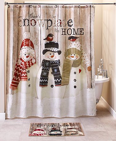 Snowman Shower Curtain, Christmas Shower Curtain, Plastic Shower Curtain, Christmas Shower, Retro Bathrooms, Shower Curtain Sizes, Gift Catalog, White Shower Curtain, Lakeside Collection