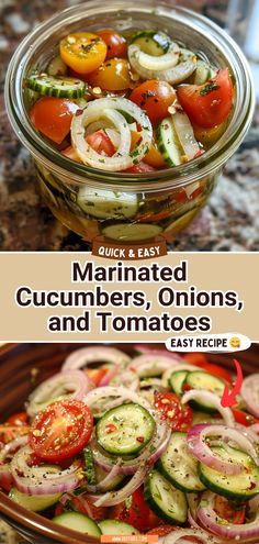 Marinated Cucumbers Onions And Tomatoes, Cucumbers Onions And Tomatoes, Tomato Snacks, Tomato And Onion Salad, Cucumber Onion, Onions And Tomatoes, Marinated Cucumbers, Marinated Tomatoes, Fresh Eats