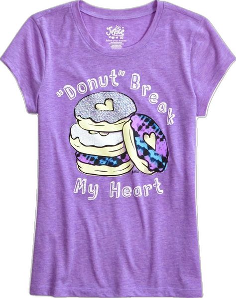 Justice Girls Clothes, Donut Graphic, Justice Clothes, Justice Store, Justice Clothing, Shop Justice, Summer Outfits For Teens, Justice Shirts, Cute Graphic Tees