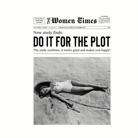 Wall Decor For Dorm, Do It For The Plot, Newspaper Canvas, Girl Wall Decor, Newspaper Wall, For The Plot, Girls Wall Decor, Times Newspaper, Newspaper Art