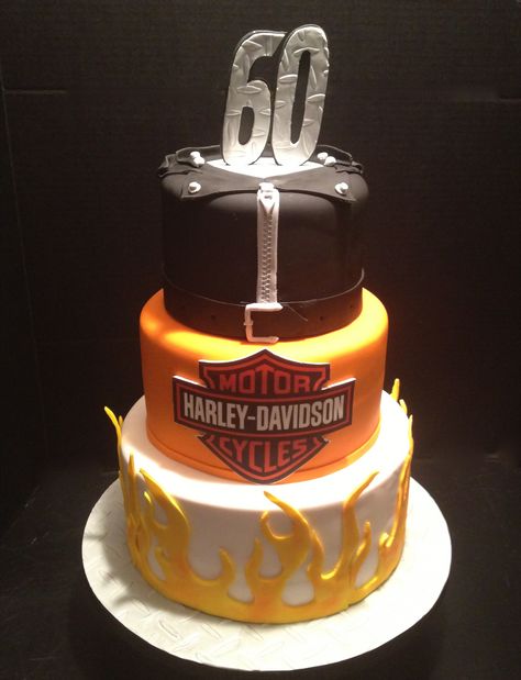 - Harley Davidson birthday cake . All fondant. Harley logo is an edible image. Harley Davidson Birthday Cake For Men, Harley Davidson Party Ideas For Men, Harley Cakes For Men, Harley Davidson Cake Ideas, Harley Birthday Cake, Harley Davidson Cupcakes, Harley Davidson Birthday Party Ideas, Pastel Harley Davidson, Harley Davidson Cakes