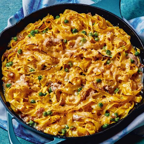 Cravings | Baked Pasta with Peas & Ham Chrissy Teigen Baked Pasta With Ham And Peas, Cipriani Recipes, Pasta With Ham And Peas, Ham Peas And Pasta, Pasta With Ham, Ham And Peas, Bake Pasta, Ham Pasta, Pasta With Peas