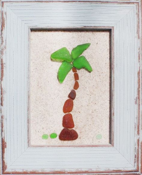 Sea Glass Palm Tree Seaglass Ideas, Beach Glass Projects, Sea Glass Diy, Tiffany Glass Art, Beach Craft, Sea Glass Art Projects, Beach Glass Crafts, Sand And Sea, Beach Finds