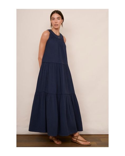 Holiday Hero | as featured in @goodhousekeepinguk magazine. Our beautiful Bethany is just that… a stunning double gauze dress for the ultimate in holiday dressing. With a flattering halter neck shape with tiered skirt featuring tonal trim detailing. Light, breathable and no need to iron! A dreamy holiday combination. Coming soon in midnight navy 💚💙 . #wysewomen #wyselondon #wyse #summerfashion #holidaywardrobe #elevatedeveryday Double Gauze Dress, Serena Dress, Holiday Dressing, Double Gauze Fabric, Gauze Dress, Fabric Light, Gauze Fabric, Double Gauze, Halterneck Dress