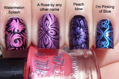 Saved Nails, Nail Stamping Ideas, Nail Stamp, Nail Board, Nail Art Stamping Plates, Lace Nails, Blue Polish, Pink Polish, Nail Polish Brands