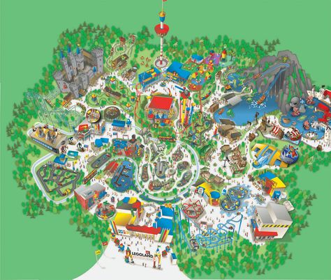 Legoland Germany Legoland Germany, Mads Berg, Black Forest Germany, American Theme, Tourist Map, Parc D'attraction, Illustration Portfolio, Thrill Ride, Modern Art Deco