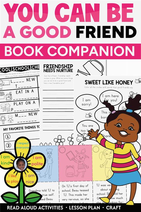 “You Can Be a Good Friend (No Matter What!)” book activities – Ideas, craft, lesson plan to encourage your students to be their best selves despite the first day jitters! Teaching Friendship, Easy Lesson Plans, Best Friend Book, Be A Good Friend, Interactive Read Aloud, Activities Ideas, Easy Lessons, Read Alouds, First Grade Resources