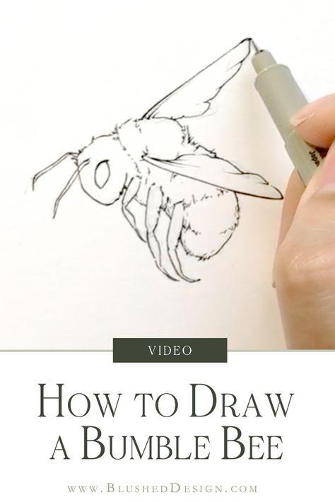 Draw A Bumble Bee, Bee Drawing, Freehand Drawing, Bee Painting, 수채화 그림, Bee Art, Watercolor Art Lessons, Watercolor Paintings Tutorials, Art Instructions