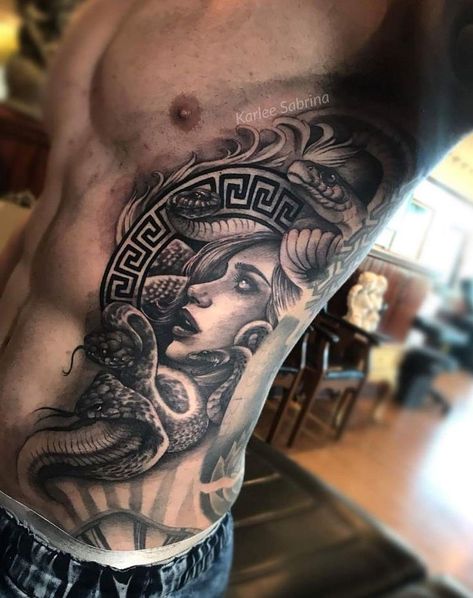 Goddess Tattoo For Men, Behind Arm Tattoo For Men, Torso Tattoo Men, Tattoos For Guys Chest, Chest Tattoos Men, Mens Chest Tattoos, Chest Tattoo Men Ideas, Chest Tattoos For Men, Rib Tattoos For Guys