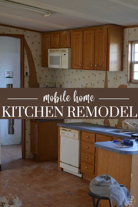 Two Mobile Homes Joined, Double Wide Kitchen Remodel, Double Wide Kitchen, Manufactured Home Renovation, Mobile Home Kitchen Remodel, Cover A Popcorn Ceiling, Stage Decor Ideas, Mobile Home Kitchen Cabinets, Home Kitchen Remodel