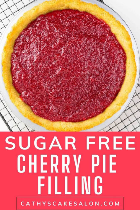 Sugar free cherry pie filling in a low carb almond flour pie crust. Sugar Free Cherry Pie Filling, Healthy Cherry Pie, Sugar Free Cherry Pie, Cherry Pie Filling Recipe, Recipe For Diabetics, Health Benefits Of Cherries, Cherry Pie Filling Recipes, Avocado Frosting, Almond Flour Cakes