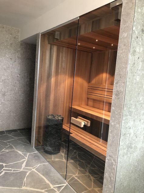 Sauna Basement, Sauna Bathroom Design, Modern Saunas, Sauna Shower, Home Spa Room, Sauna Diy, Spa Room Decor, Spa Interior Design, Sauna Steam Room