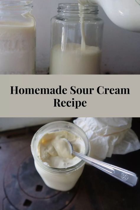 Sour Cream Recipe, Sour Cream Uses, Baking Mix Recipes, Make Sour Cream, Homemade Sour Cream, Diy Cheese, Cooking Substitutions, Sour Cream Recipes, Homemade Spices