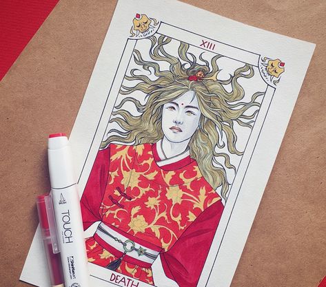 TOUCH TWIN Brush Marker tarot card artwork by Russian artist Anastasia Sudjino.  https://www.instagram.com/p/B-6m7IVDxzY/  www.shinhanart.com  #ShinHanArt #TOUCHmarker #TOUCHmarkers #markers #brushmarker #markerdrawing #markerart #artwork #fineart #brandambassador #touchtwinmarker #artwork #fineart #drawing #sketch #coloring #calligraphy #artbook #design #instaartwork #calligraphy #graffiti #inspiration #anime #sketchbook #illustration #fashionillustration #artsupplies #alcoholmarkers #art Artbook Design, Marker Artwork, Graffiti Inspiration, Anime Sketchbook, Tarot Card Artwork, Marker Illustration, Card Artwork, Sketchbook Illustration, Brush Markers