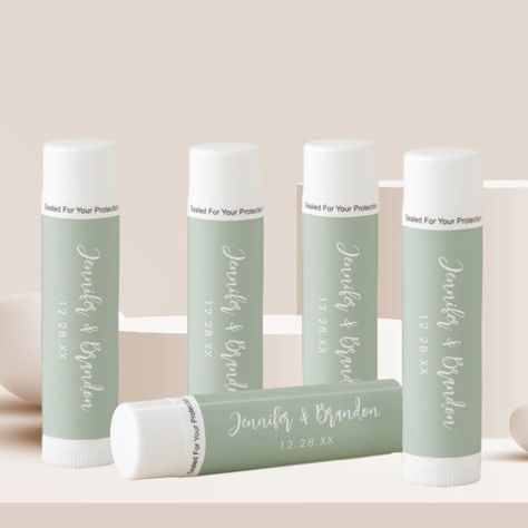 Personalized Sage Green Wedding Party Favors Lip Balm Sage Green Wedding Party, Green Wedding Party, Personalized Chapstick, Wedding Lip, Cheetah Spots, Favors Ideas, Sweet Rain, Sage Green Wedding, Shower Supplies