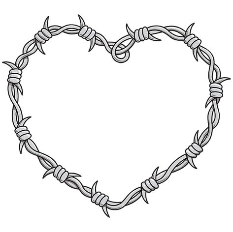 Chain Heart Tattoo Design, Chained Heart Drawing, Chain Heart Drawing, Realistic Heart Drawing, Barbed Wire Heart Tattoo, Wire Heart Tattoo, Barb Wire Tattoo, Trace Drawing, Barbed Wire Heart