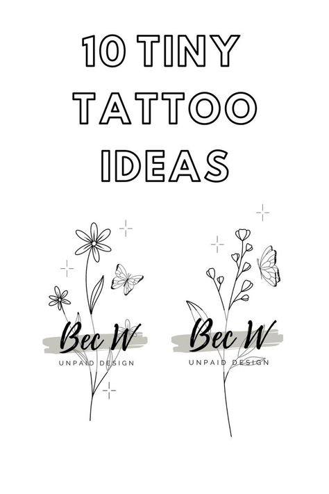 tiny floral tattoos small tattoo ideas flower tattoos floral tattoo ideas butterfly flower tattoo Flower Tattoo Placement Ideas, Tattoo Ideas For Beginners, Wildflower Tattoo Design, Tiny Flower Tattoo, Tiny Tattoo Ideas, Tiny Flower Tattoos, Dainty Tattoo, Tattoos Floral, Tattoo Design For Women