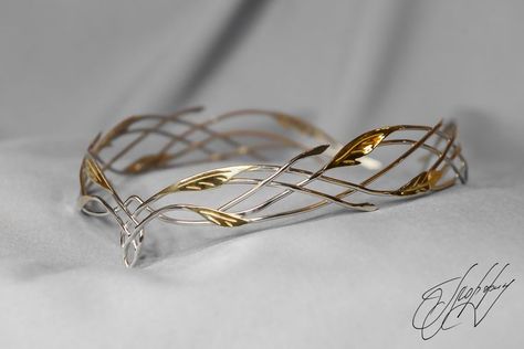 Elvish Hair, Wedding Diadem, Hair Circlet, Elven Tiara, Leaf Crown, Elven Jewelry, Vine Wedding, Gold Tiara, Silver Headband