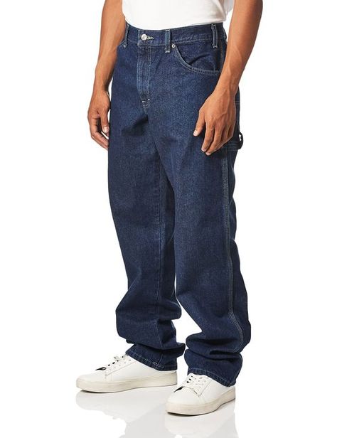 PRICES MAY VARY. 100% Cotton Imported Hook and Eye closure Machine Wash Relaxed work jean with traditional carpenter-style pockets and logo patch at back pockets Triple stitched seams Heavy-duty brass zipper Dickie Jeans, Dickies Workwear, Work Jeans, Dickies Pants, Carpenter Pants, Carpenter Jeans, Work Wear Women, Work Shirts, Baggy Jeans