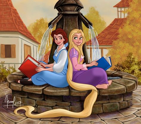 FERNL - Disney Belle & Rapunzel Foto Disney, Image Princesse Disney, Disney Crossover, Prințese Disney, Disney Crossovers, Disney Princess Drawings, Disney Rapunzel, Belle Disney, Disney Princess Wallpaper